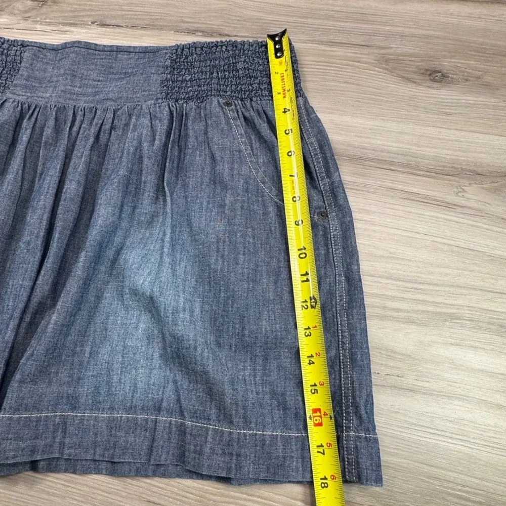 Lucky Brand Womens Denim Mini Skirt Blue Smocked Waist Cotton XL 7W40340 - Picture 3 of 8